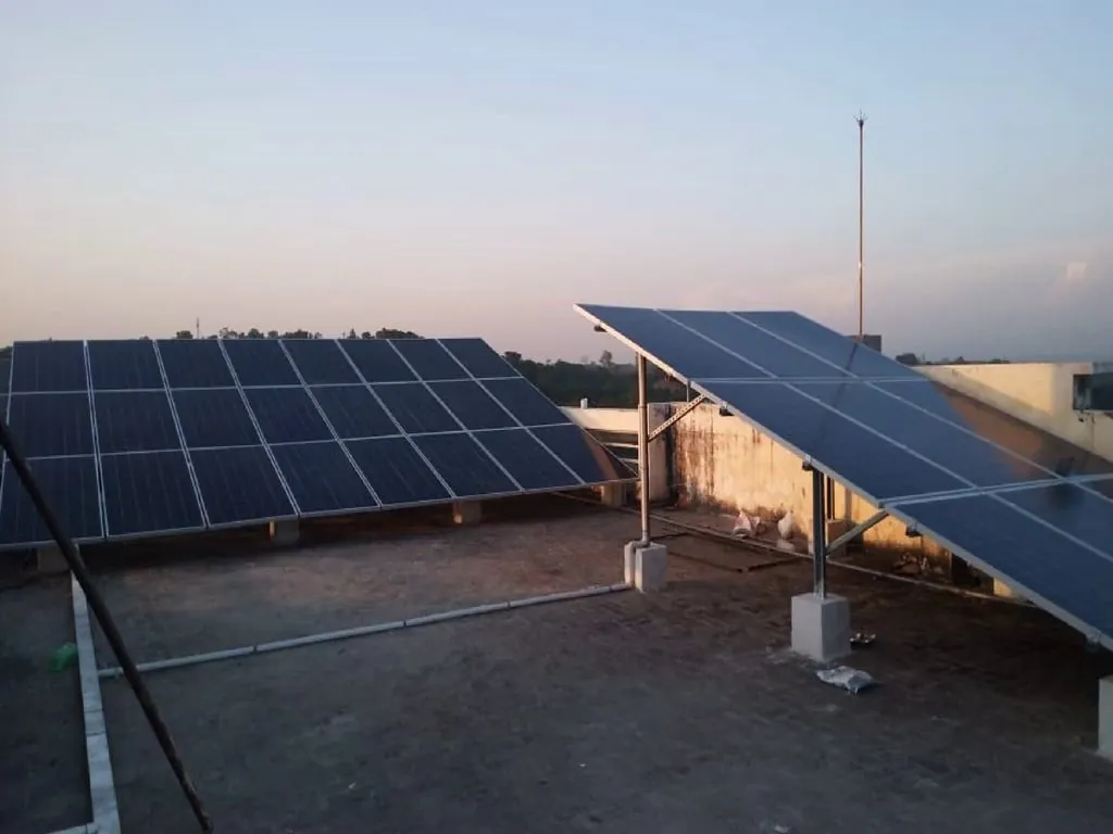 Solar installation at dusk in Himachal Pradesh