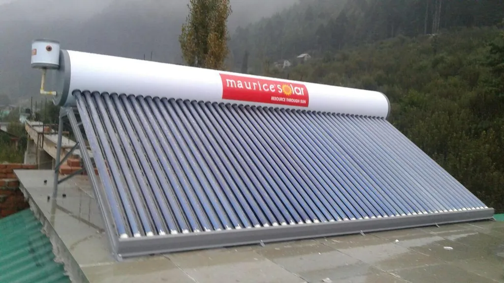 Maurice Solar ETC solar water heater installed on a rooftop